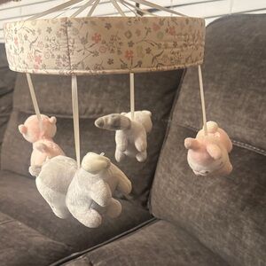 Floral Baby Mobile with Plush Animals